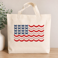 Bows & Scalloped Stripes American Flag Embroidery Design | Patriotic USA | Instant Download | 4th of July | 4X6 inch