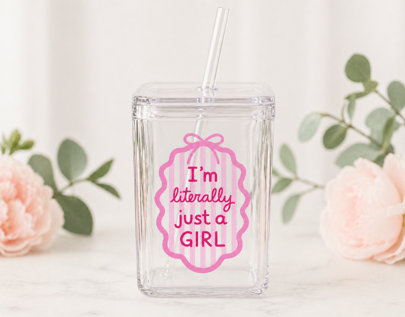 “I’m Literally Just a Girl” SVG | Coquette Bow Pink Aesthetic Cut File | Trendy Feminine Quote SVG