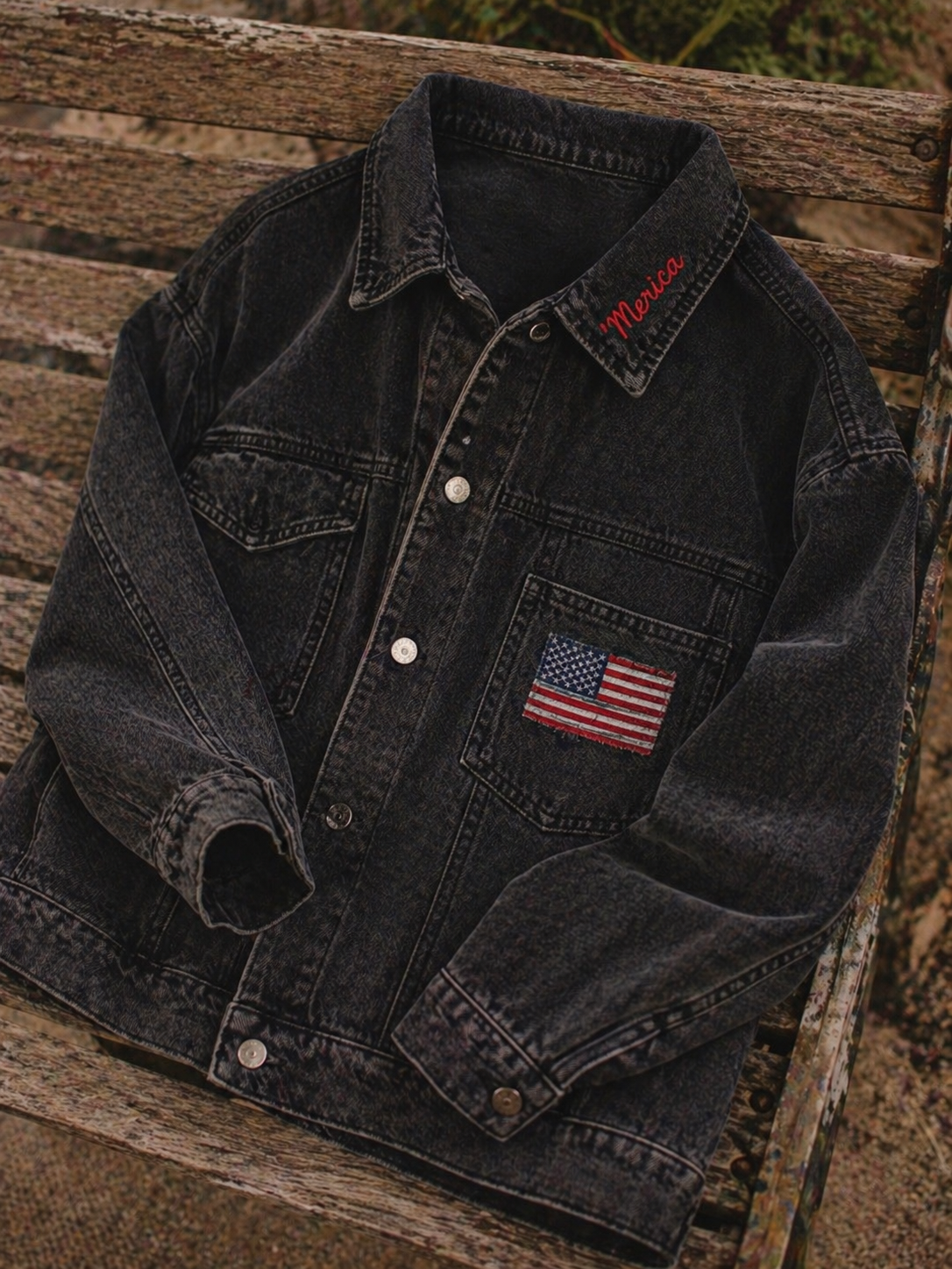 One-of-One Embroidered Vintage Denim Jacket | 4th of July Americana Custom Distressed Jacket | Pre-Order