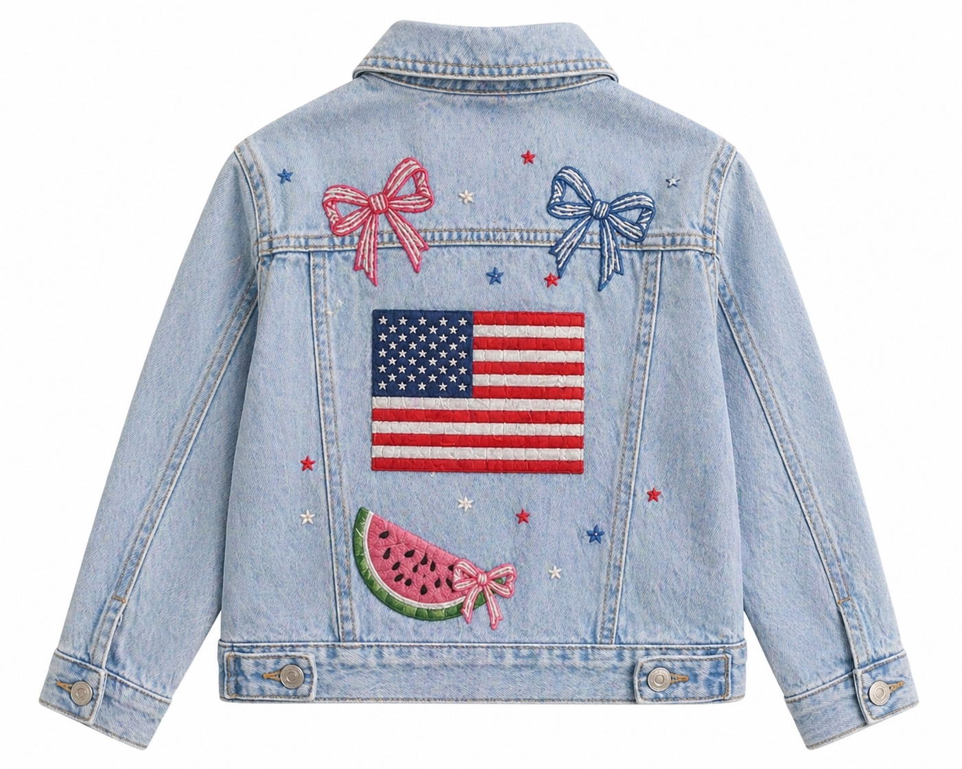 One-of-One Embroidered Vintage Denim Jacket | 4th of July Americana Custom Distressed Jacket | Pre-Order