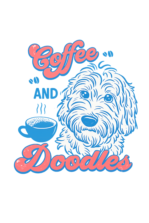 Coffee and Doodles SVG | Dog Lover SVG | Retro Coffee SVG | Doodle Dog Shirt Design | Cricut & Silhouette Cut File | SVG