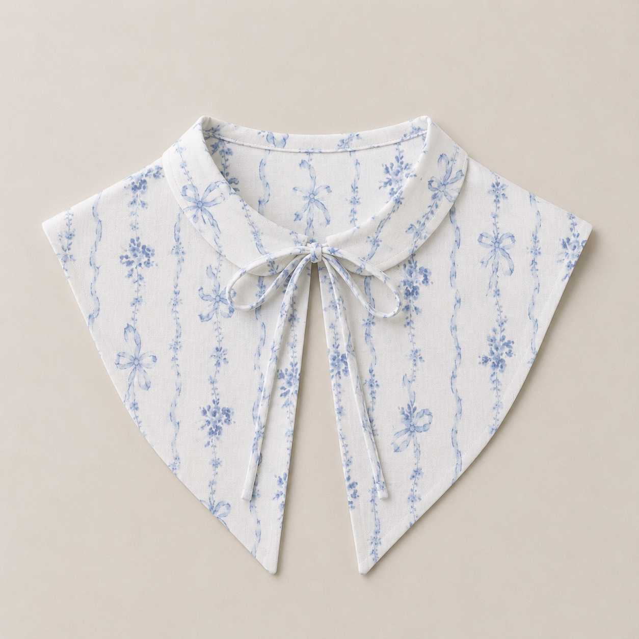 Handmade Blue Ribbon Tie Collar | Coquette Detachable Collar
