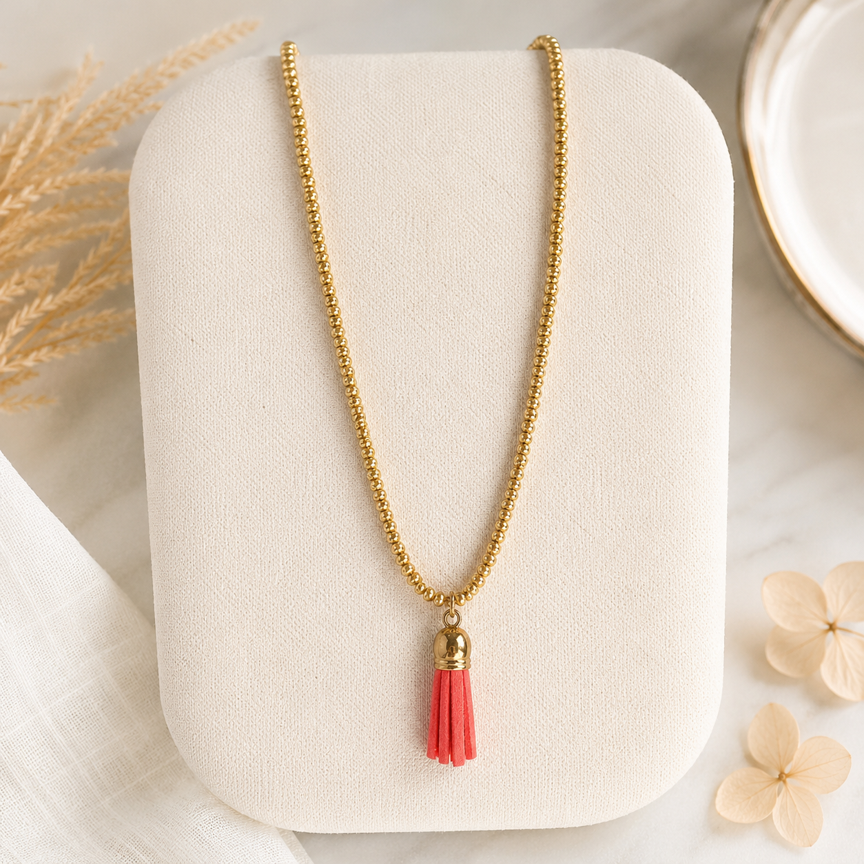 Capri sunset tassel necklace
