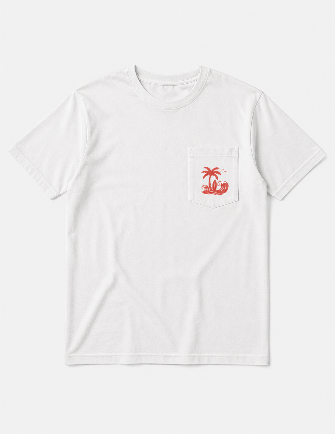 Palm Tree Wave Pocket Design SVG | Beach Surf Logo | Left Chest Shirt SVG | Summer Coastal Cut File | Cricut & Silhouette